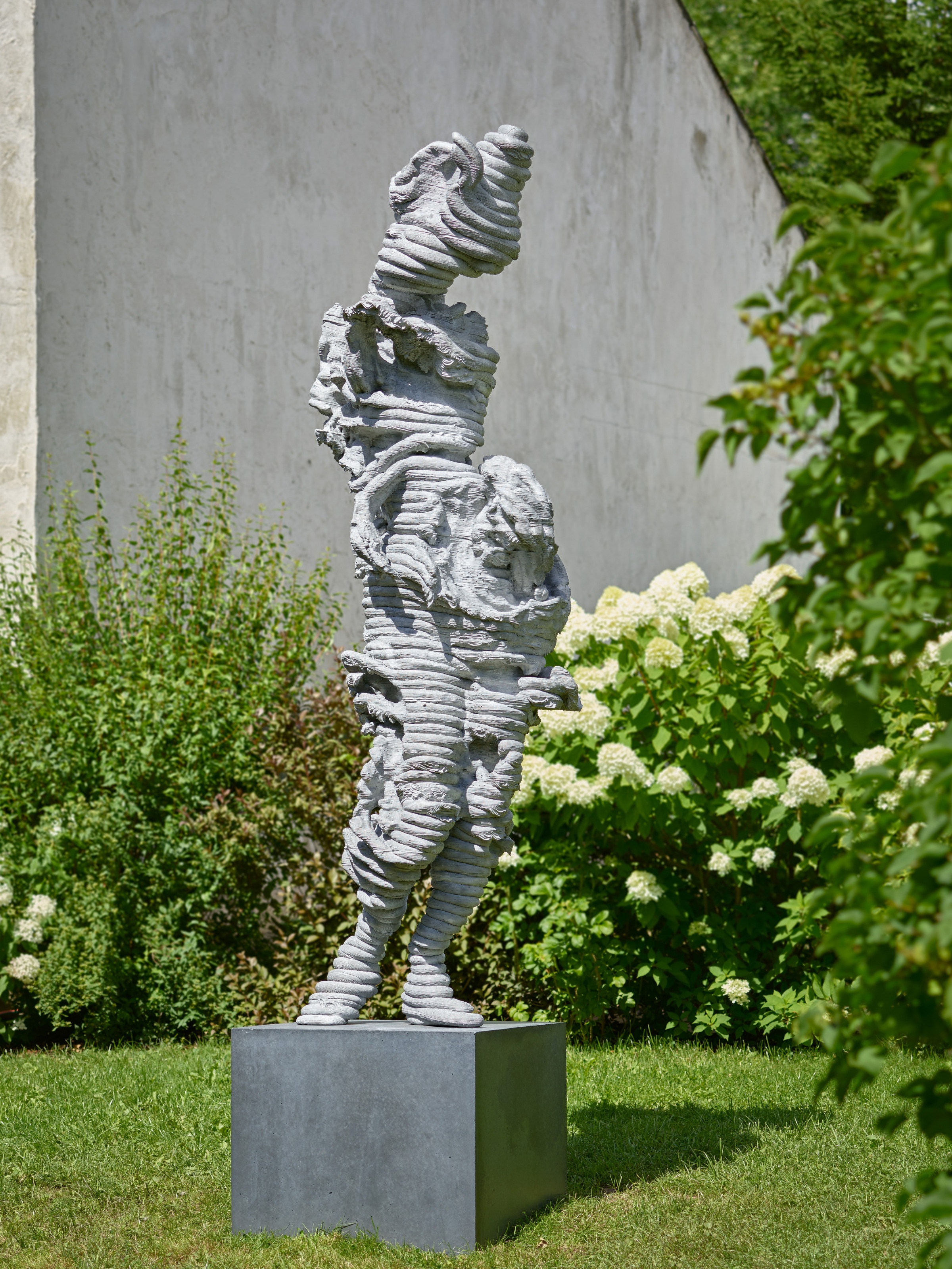 Toby Ziegler, Slave, 2017 cast aluminium on Ciment Fondu plinth sculpture: 255 x 90 x 60 cm.; 100 3/8 x 35 3/8 x 23 5/8 in. plinth: 55 x 73.5 x 72.5 cm.; 21 5/8 x 29 x 28 1/2 in.